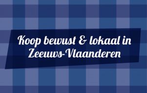 Het logo met de woorden koop bewust en lokaal in zeeuws Vlaanderen