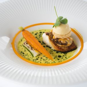 Scholfilet met mossel, mousse van mossel en groentjes Spetters Breskesn scholfilet