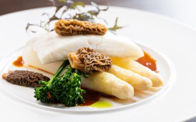 Tarbot met asperges en morilles 